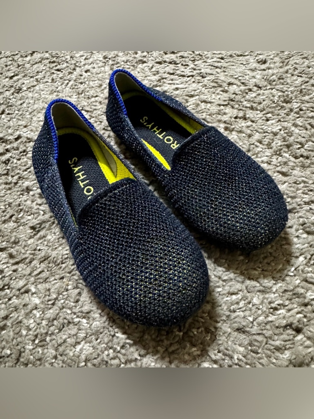 Rothy’s Metallic Lattice Stitch Loafers, Size K10